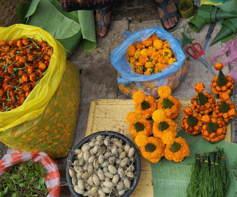 Flower offerings at the Luang Prabang Morning Market