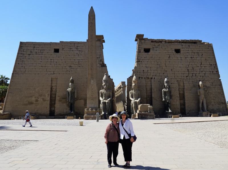 Us in front of the entrance to the Temple of Luxor.