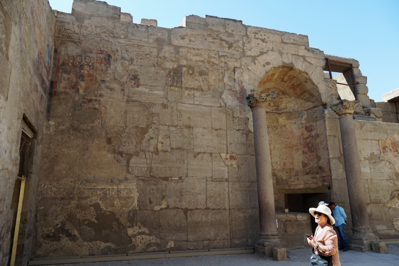Roman frescoes inside the Temple of Luxor