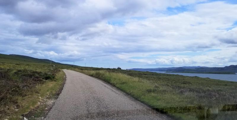 Single track road in Scotland on the North Coast 500